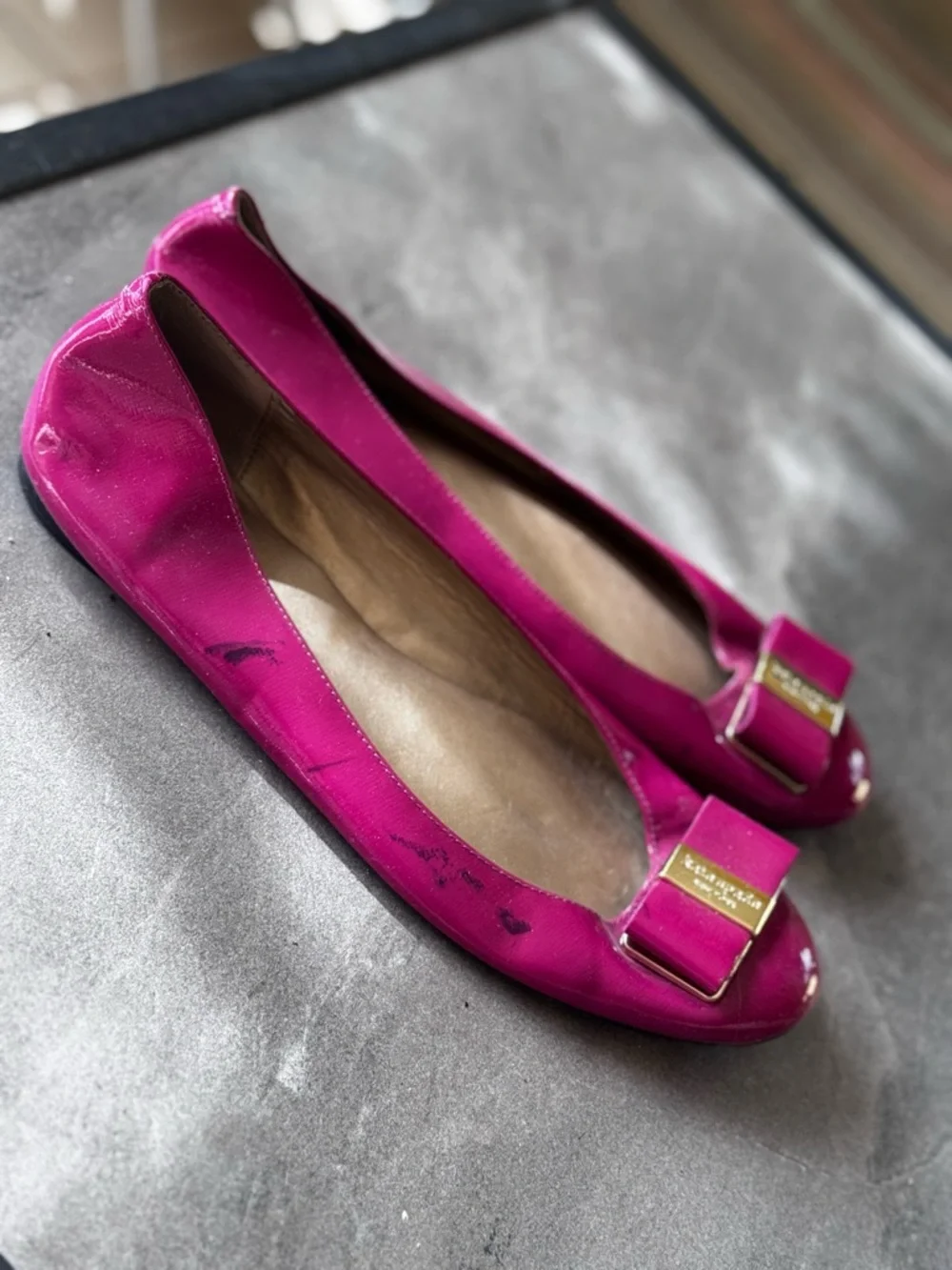 Kate Spade Patent Leather Bow Ballet Flats - Fuchsia - Picture 3 of 6